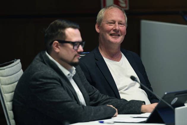 Bezirksvertretung Alt-Oberhausen am 07.10.2026 im Rathaus Oberhausen ( Ratssaal ) Kevin Burmeister ( AfD Landtagskandidat ), vorne - Wolfgang Kempkes ( OB-Kandidat der AfD Oberhausen ), hinten