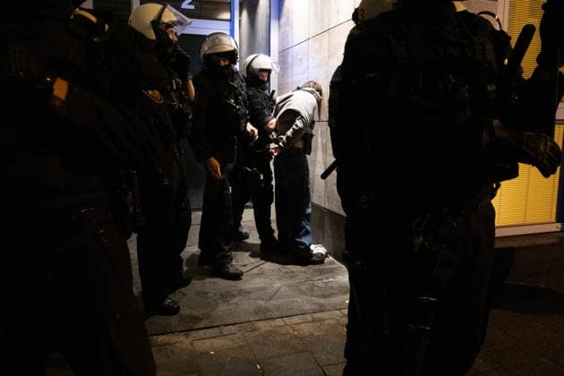 October 7, 2026, Cologne, Nrw, Germany: Multiple hundreds of people took part in a demonstration in Cologne marking the third anniversary of October 7, 2023, protesting IsraelÃ¢â‚¬â ¢s military campaign and genocidal intervention in Gaza. A smaller counter-protest took place without reported confrontations between the two groups...Police intervened and stopped the demonstration multiple times before protesters were held inside a police cage for approximately two hours. Officers later opened a corridor and allowed them to leave in small groups. During the dispersal, police arrested around 10 protesters, who were later released from custody. Cologne Germany  - ZUMAm356 20261007_zip_m356_010 Copyright: xMouafakxMahmaljix