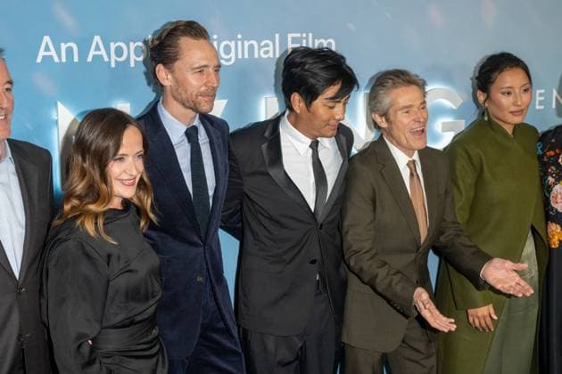 Apple Original Films Tenzing New York Premiere, New York, USA - 07 Oct (L-R) Jennifer Peedom, Tom Hiddleston, Genden Phuntsok, Willem Dafoe and Thinley Lhamo attend Apple Original Films Tenzing New York Premiere at DGA Theater on October 07, 2026 in New York City. New York United States Copyright: xRonxAdarx xSOPAxImagesx Ron-Adar-1456832