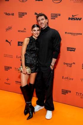 ABB ABOUTYOU- Katharina Gretschuchin und Dennis Gries zu Gast auf dem Orangenen Teppich bei der ABOUT YOU Opera Fashion Show im Admiralspalast am 07.10.2026 in Berlin Berlin Deutschland