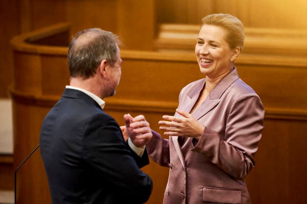 Opening debate in the Danish Parliament Prime Minister Mette Frederiksen and Minister of Justice Nicolai Wammen both from The Social Democratic Party before the parliament s opening debate in the Parliament Hall at Christiansborg on Thursday, October 8, 2026. (Photo: Thomas Traasdahl Ritzau Scanpix) , Copenhagen Denmark Copyright: RitzauxScanpix ThomasxTraasdahlx spdk20261008-085044-L
