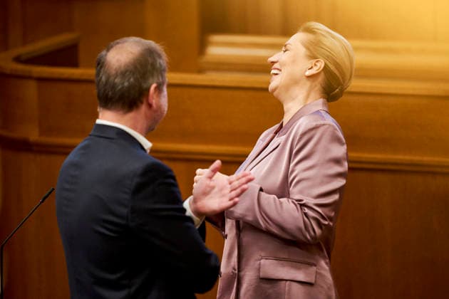 Opening debate in the Danish Parliament Prime Minister Mette Frederiksen and Minister of Justice Nicolai Wammen both from The Social Democratic Party before the opening debate of the parliament in the Parliament Hall at Christiansborg on Thursday, October 8, 2026. (Photo: Thomas Traasdahl Ritzau Scanpix) , Copenhagen Denmark Copyright: RitzauxScanpix ThomasxTraasdahlx spdk20261008-085050-L
