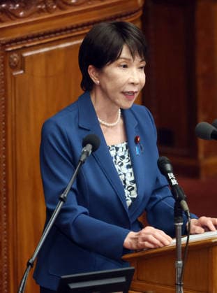 October 8, 2026, Tokyo, Japan - Japanese Prime Minister Sanae Takaichi answers a question at Lower House s plenary session at the National Diet in Tokyo on Monday, October 8, 2026. (photo by Yoshio Tsunoda AFLO)  aflo_354274207