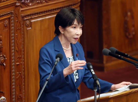October 8, 2026, Tokyo, Japan - Japanese Prime Minister Sanae Takaichi answers a question at Lower House s plenary session at the National Diet in Tokyo on Monday, October 8, 2026. (photo by Yoshio Tsunoda AFLO)  aflo_354274208