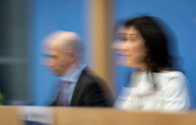 Katherina Reiche, Bundesministerin fuer Wirtschaft und Energie, stellt die Herbstprojektion 2026 der Bundesregierung im Rahmen einer Bundespressekonferenz vor, in Berlin, 08.10.2026. Berlin Deutschland Copyright: xYonaxElsnerx