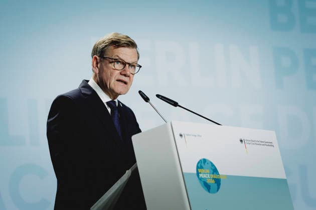 Johann Wadephul (CDU), Bundesaussenminister, aufgenommen im Rahmen des Berlin Peace Dialogue in Berlin, 08.10.2026. Fotografiert im Auftrag des Auswaertigen Amtes. Berlin Deutschland Copyright: xFlorianxGaertnerx