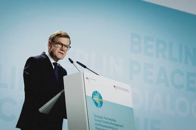 Johann Wadephul (CDU), Bundesaussenminister, aufgenommen im Rahmen des Berlin Peace Dialogue in Berlin, 08.10.2026. Fotografiert im Auftrag des Auswaertigen Amtes. Berlin Deutschland Copyright: xFlorianxGaertnerx