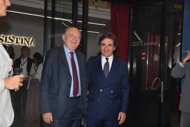 IPA89427754 - Rome, Teatro Sistina: Celebration marking the 150th anniversary of *Corriere della Sera*. Pictured: Gilberto Pichetto, Fratin, and Urbano Cairo  Copyright: xVincenzoxLandix xVincenzoxLandix IPA89427754