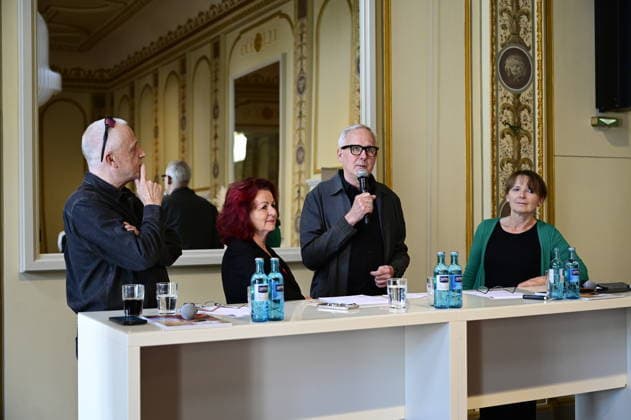 Stefan Hippler, Viola Klein, Joachim Klement und Sabine Mutschke beim Pressegespräch und Präsentation des 16. HOPE-Award zur 18. HOPE-Gala Dresden im Schauspielhaus Dresden. Dresden, 08.10.2026 Copyright: xMatthiasxWehnertx