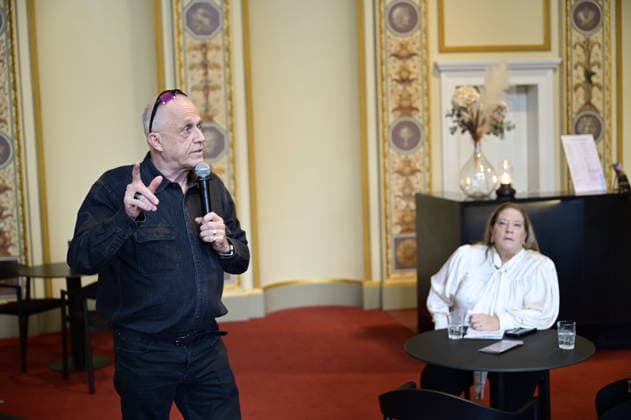 Stefan Hippler und Kathy Kelly beim Pressegespräch und Präsentation des 16. HOPE-Award zur 18. HOPE-Gala Dresden im Schauspielhaus Dresden. Dresden, 08.10.2026 Copyright: xMatthiasxWehnertx
