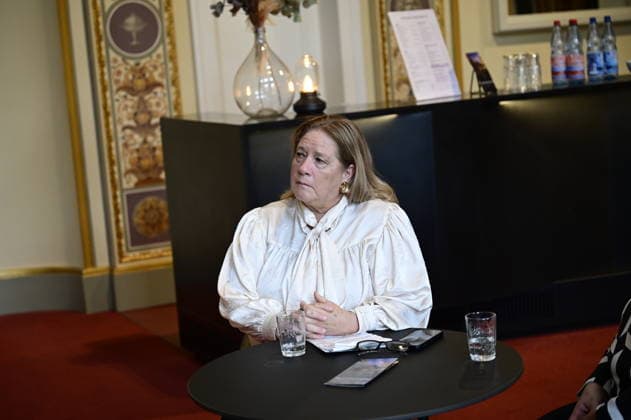 Kathy Kelly beim Pressegespräch und Präsentation des 16. HOPE-Award zur 18. HOPE-Gala Dresden im Schauspielhaus Dresden. Dresden, 08.10.2026 Copyright: xMatthiasxWehnertx