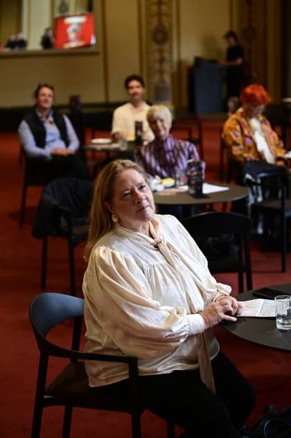 Kathy Kelly beim Pressegespräch und Präsentation des 16. HOPE-Award zur 18. HOPE-Gala Dresden im Schauspielhaus Dresden. Dresden, 08.10.2026 Copyright: xMatthiasxWehnertx