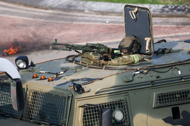 BELARUS, MINSK - OCTOBER 8, 2026: The final phase of the Eurasia-Antiterror 2026 counter-terrorism exercise by relevant agencies of the CIS and SCO member states. The drill is held as part of the 2026 CIS and SCO Counter-Terrorism Forum. Maxim Malinovsky TASS  98945088