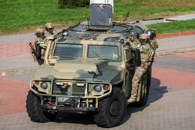 BELARUS, MINSK - OCTOBER 8, 2026: The final phase of the Eurasia-Antiterror 2026 counter-terrorism exercise by relevant agencies of the CIS and SCO member states. The drill is held as part of the 2026 CIS and SCO Counter-Terrorism Forum. Maxim Malinovsky TASS  98945098