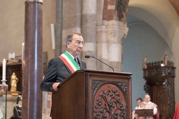 IPA89429940 - Milan, October 8, 26, Basilica of Sant™Ambrogio, Eucharistic celebration marking the 25th anniversary of the Linate plane crash Pictured: Milan Mayor Giuseppe Sala  Copyright: xGiuliaxSciaccax xGiuliaxSciaccax IPA89429940