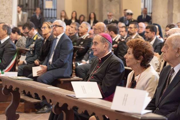 IPA89429972 - Milan, October 8, 26, Basilica of St. Ambrose, Eucharistic celebration marking the 25th anniversary of the Linate plane crash Pictured: Mario Delpini, Archbishop of Milan  Copyright: xGiuliaxSciaccax xGiuliaxSciaccax IPA89429972