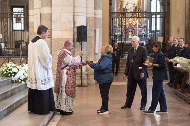 IPA89429944 - Milan, October 8, 26, Basilica of St. Ambrose, Eucharistic celebration marking the 25th anniversary of the Linate plane crash Pictured: Mario Delpini, Archbishop of Milan  Copyright: xGiuliaxSciaccax xGiuliaxSciaccax IPA89429944