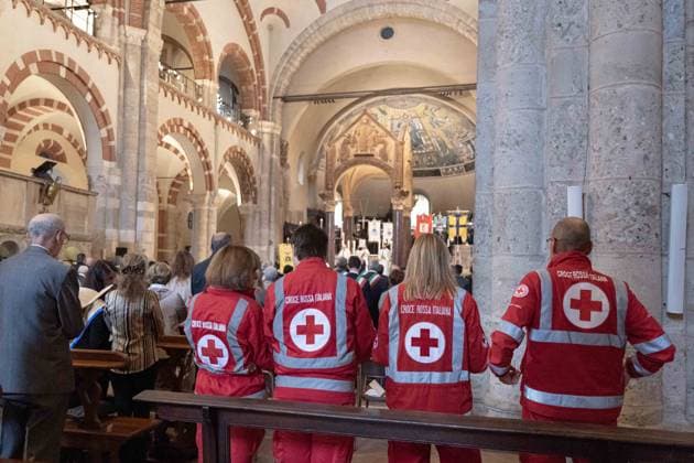 IPA89429922 - Milan, October 8, 1926, Basilica of Saint Ambrose, Eucharistic celebration marking the 25th anniversary of the Linate plane crash  Copyright: xGiuliaxSciaccax xGiuliaxSciaccax IPA89429922