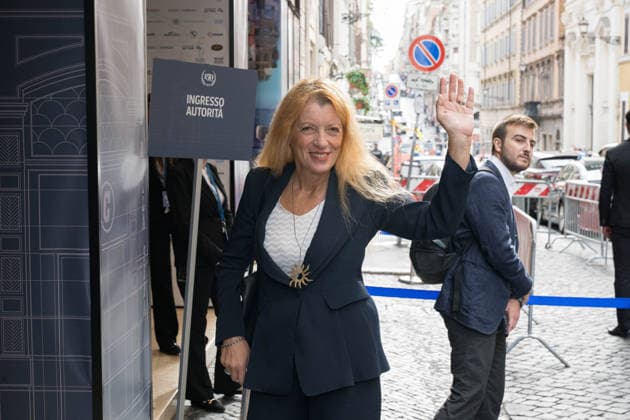 IPA89429567 - Michela Vittoria Brambilla arriving at the Teatro Sistina for the celebrations marking the 150th anniversary of the *Corriere della Sera*, in Rome, Italy, on October 8, 2026. Flavio Brancaleone Fotogramma  Copyright: xFLAVIO_BRANCALONEx xx IPA89429567