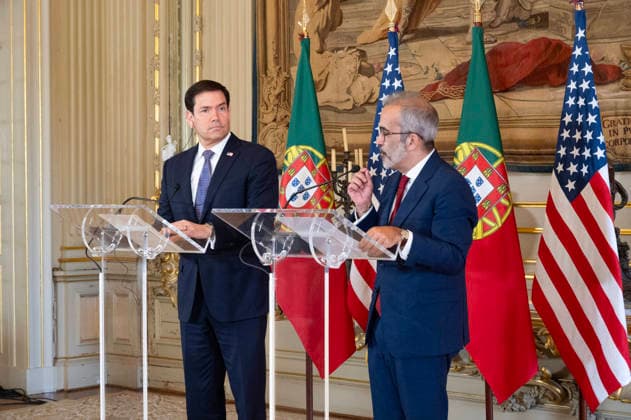 October 8, 2026, Lisbon, Lisbon, Portugal: Portuguese Minister of State and Foreign Affairs PAULO RANGEL speaks and gestures at a lectern during a joint press conference with U.S. Secretary of State MARCO RUBIO at the Palacio das Necessidades in Lisbon, Portugal, on October 8, 2026. The media appearance follows their bilateral meeting during Rubio s visit to discuss defense, economic and technology cooperation. Lisbon Portugal  - ZUMAr238 20261008_zip_r238_008 Copyright: xRicardoxRochax