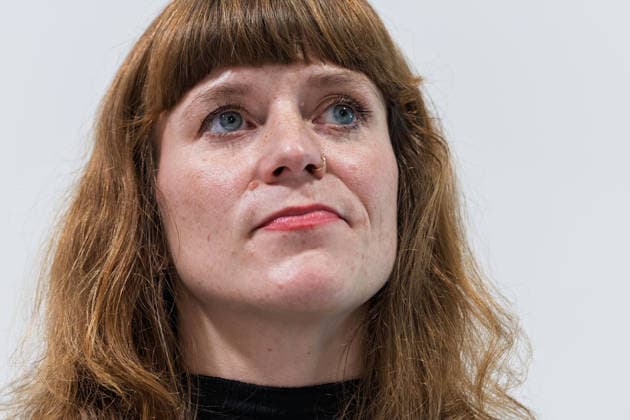 Berlin, 08.10.2026: Kerstin Wolter-Ehling (Die Linke), aufgenommen beim gemeinsamen Pressestatement von Die Linke Berlin, Bündnis 90 Die Grünen Berlin und SPD Berlin nach Abschluss der Vorgespräche im Foyer des Hauses der Statistik. Pressestatement von Linke, Grünen und SPD in Berlin