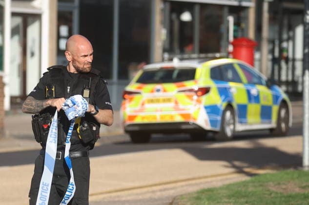 October 8, 2026, Borough Green, Kent, UK: Borough Green, UK. Emergency services at the scene in Borough Green, Kent, where three people have been injured in a stabbing. A police manhunt for the attacker is currently under way. Borough Green UK  - ZUMAl94_ 20261008_zaf_l94_001 Copyright: xMarcinxNowakx