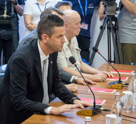 October 8, 2026, Baikonur, Kazakhstan: Baikonur, Kazakhstan. 14 July, 2026. NASA Administrator Jared Isaacman talks with NASA astronaut Anil Menon and Roscosmos cosmonauts Pyotr Dubrov and Anna Kikina hours before their Soyuz launch at the Baikonur Cosmodrome, July 14, 2026 in Baikonur, Kazakhstan. The crew launched to the International Space Station later that day. Baikonur Kazakhstan - ZUMAp138 20261008_zaa_p138_006 Copyright: xVictorxZelentsov Nasax