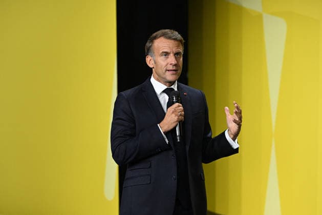 President Macron at Bpifrance Inno Generation - Paris France s President Emmanuel Macron delivers a speech on stage during the Bpifrance Inno Generation (BIG) event, one of Europe’s largest gatherings dedicated to entrepreneurs, in Paris, France on October 8, 2026. Photo by Jeanne Accorsini Pool ABACAPRESS.COM Paris France  Copyright: xAccorsinixJeanne Pool ABACAx
