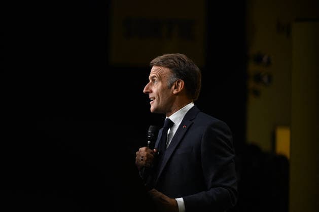 President Macron at Bpifrance Inno Generation - Paris France s President Emmanuel Macron delivers a speech on stage during the Bpifrance Inno Generation (BIG) event, one of Europe’s largest gatherings dedicated to entrepreneurs, in Paris, France on October 8, 2026. Photo by Jeanne Accorsini Pool ABACAPRESS.COM Paris France  Copyright: xAccorsinixJeanne Pool ABACAx