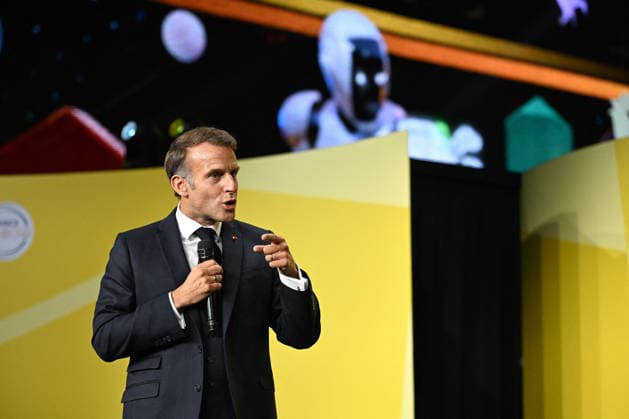 President Macron at Bpifrance Inno Generation - Paris France s President Emmanuel Macron delivers a speech on stage during the Bpifrance Inno Generation (BIG) event, one of Europe’s largest gatherings dedicated to entrepreneurs, in Paris, France on October 8, 2026. Photo by Jeanne Accorsini Pool ABACAPRESS.COM Paris France  Copyright: xAccorsinixJeanne Pool ABACAx