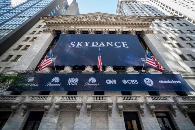 Skydance at the NYSE The New York Stock Exchange is decorated with a banner for Skydance on Thursday, October 8, 2026 celebrating it listing from NASDAQ to the NYSE following its acquisition of Warner Bros. Discovery.. (  RichardxB.xLevine