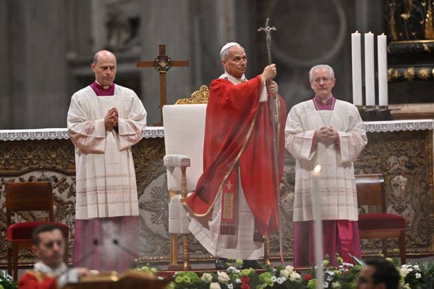 RECORD DATE NOT STATED MESSA_PAPA_2026 Italy, Rome, Vatican, 2026 10 8 Pope Leo XIV celebrates Holy Mass for the academic year at the Pontifical Universities in St Peter s Basilica in the Vatican . EDITORIAL USE ONLY - NO BOOKS Copyright: xAlessiaxGiuliani Catholicpressphotox