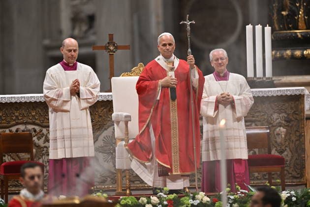 RECORD DATE NOT STATED MESSA_PAPA_2026 Italy, Rome, Vatican, 2026 10 8 Pope Leo XIV celebrates Holy Mass for the academic year at the Pontifical Universities in St Peter s Basilica in the Vatican . EDITORIAL USE ONLY - NO BOOKS Copyright: xAlessiaxGiuliani Catholicpressphotox