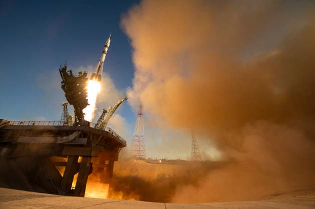 October 8, 2026, Baikonur, Kazakhstan: Baikonur, Kazakhstan. 14 July, 2026. A Soyuz rocket lifts off from the Baikonur Cosmodrome carrying NASA astronaut Anil Menon and Roscosmos cosmonauts Pyotr Dubrov and Anna Kikina to the International Space Station, July 14, 2026 in Baikonur, Kazakhstan. The crew docked to the station the same day. Baikonur Kazakhstan - ZUMAp138 20261008_zaa_p138_070 Copyright: xBillxIngalls Nasax