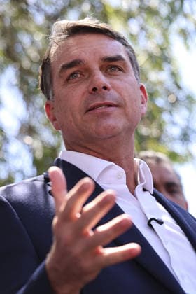Brazilian presidential candidate Flavio Bolsonaro of the Liberal Party BRASILIA, BRAZIL - OCTOBER 08 : Brazilian presidential candidate Flavio Bolsonaro of the Liberal Party (PL) attends a meeting with elected governors ahead of the presidential runoff election, in Brasilia, Brazil on October 08, 2026. Mateus Bonomi Anadolu Brasilia Brazil. Editorial use only. Please get in touch for any other usage.  Copyright: x2026xAnadoluxMateusxBonomix
