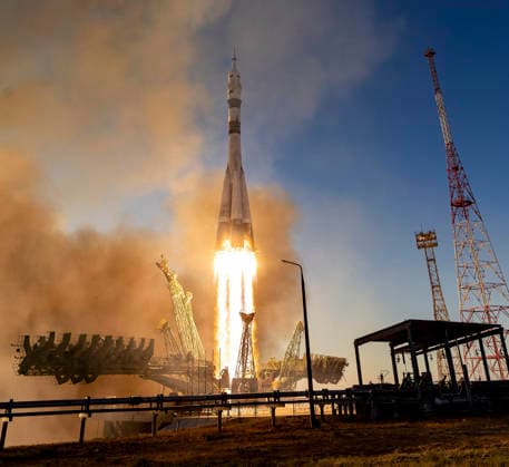 October 8, 2026, Baikonur, Kazakhstan: Baikonur, Kazakhstan. 14 July, 2026. A Soyuz rocket lifts off from the Baikonur Cosmodrome carrying NASA astronaut Anil Menon and Roscosmos cosmonauts Pyotr Dubrov and Anna Kikina to the International Space Station, July 14, 2026 in Baikonur, Kazakhstan. The crew docked to the station the same day. Baikonur Kazakhstan - ZUMAp138 20261008_zaa_p138_076 Copyright: xBillxIngalls Nasax