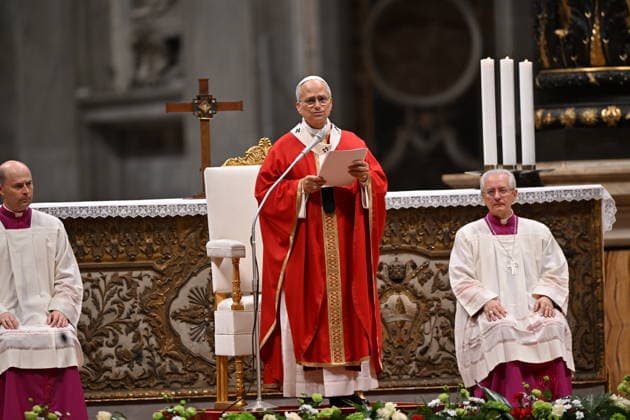 RECORD DATE NOT STATED MESSA_PAPA_2026 Italy, Rome, Vatican, 2026 10 8 Pope Leo XIV celebrates Holy Mass for the academic year at the Pontifical Universities in St Peter s Basilica in the Vatican . EDITORIAL USE ONLY - NO BOOKS Copyright: xAlessiaxGiuliani Catholicpressphotox