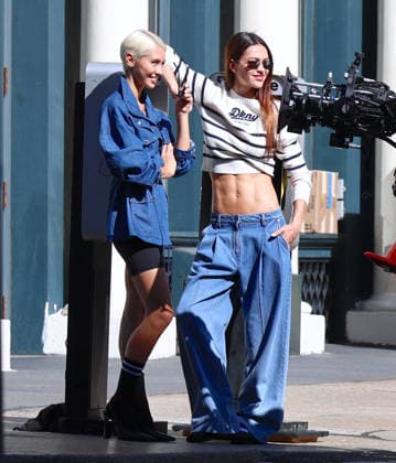 Amelia Halmin and Iris Law during DKNY Photoshoot in New York Top models Amelia Halmin and Iris Law are doing a photoshoot for DKNY in New York, NY on October 8, 2026. Photo by Dylan Travis ABACAPRESS.COM New York NY  Copyright: xDylanxTravis ABACAx