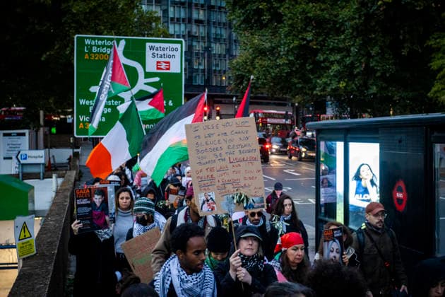 Pro-Palestine Silent Funeral Procession Central London, October 8, 2026 A pro-Palestine silent funeral procession took place in Central London, with demonstrators walking in silence to remember Palestinians killed in the conflict in Gaza. Participants carried Palestinian flags and placards, while some held a coffin and others carried effigies wrapped in burial shrouds, symbolising those killed in the conflict., Credit:Zak Irfan Avalon  Copyright: xZakxIrfanx xAvalonx 1141547317