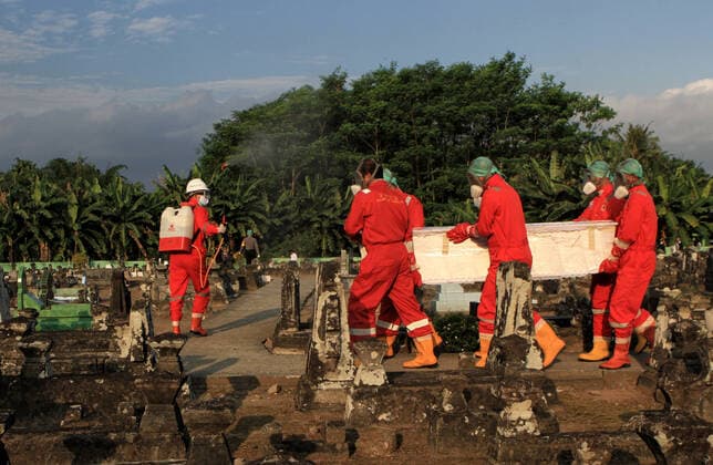 Coronavirus in Indonesien, Beerdigung von Covid-19-Toten auf Friedhof in Yogyakarta