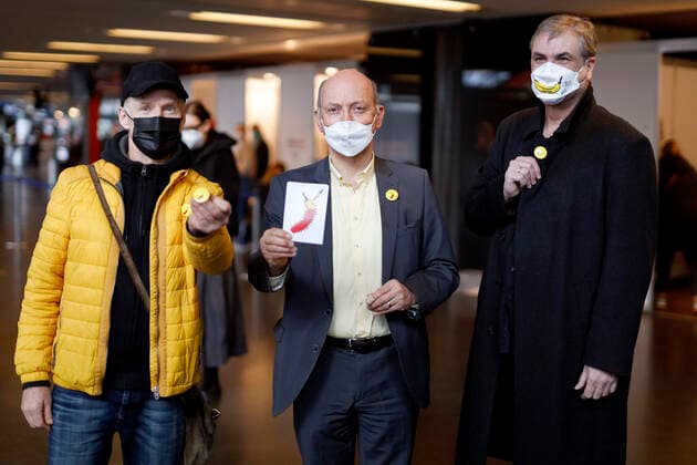 Coronavirus in NRW, Präsentation Kampagne Impfbanane im Impfzentrum Lanxess Arena in Köln