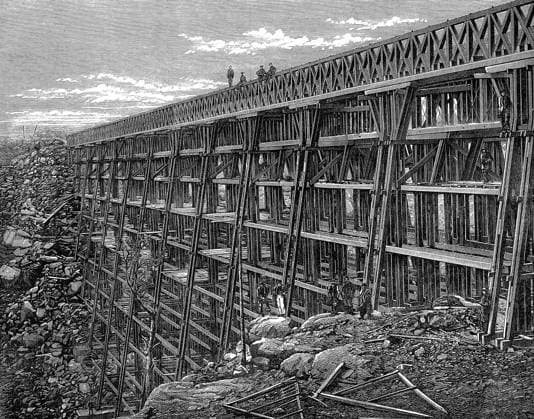 IMAGO History, Archiv, USA, Union Pacific Railroad, Dale Creek Crossing 1868