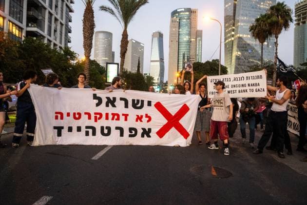 Tel Aviv, Proteste gegen die israelische Siedlungspolitik im Westjordanland