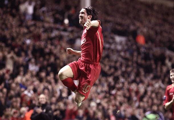 Luis Garcia (Liverpool) - Torjubel - EDITORIAL USE ONLY. No use with unauthorised audio, video, data, fixture lists, club league logos or live services. Online in-match use limited to 120 images, no video emulation. No use in betting, games or single club league player publications. Fußball EC 1 Herren Champions League 2005 2006, English Premier League, 1. Englische Liga, FC Liverpool Einzelbild Liverpool Höhe, Freude,