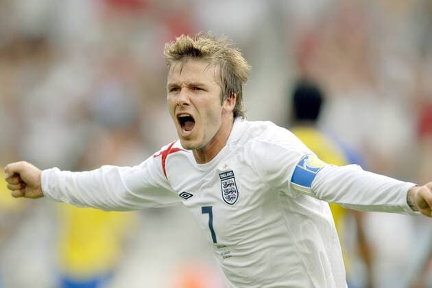 David Beckham (England) - Torjubel Fußball WM Herren WM 2006, Länderspiel, Nationalteam, Achtelfinale, Nationaltrikot Einzelbild Stuttgart Begeisterung, Freude, Fußball WM Herren WM 2006, Länderspiel, Nationalteam, Achtelfinale, Nationaltrikot Einzelbild Stuttgart Begeisterung, Freude,