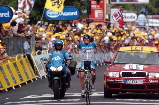 Yaroslav Popovych (Ukraine Discovery Channel) gewinnt die 12. Etappe der Tour de France 2006 - Radsport Herren Tour de France 2006, ProTour, Straßenradsport, Straße, Rad Gruppe 12. Etappe: Luchon - Carcassonne Freude, Radsport Herren Tour de France 2006, ProTour, Straßenradsport, Straße, Rad Gruppe 12. Etappe: Luchon - Carcassonne Freude,