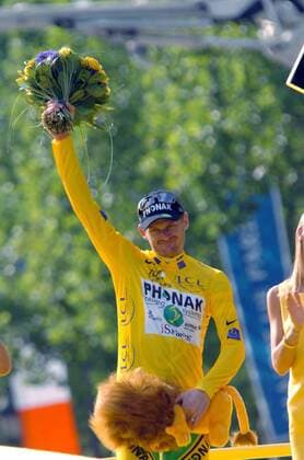 Siegerehrung Tour de France 2006: Gesamtsieger Floyd Landis (USA Phonak) - Radsport Herren 93. Tour de France 2006, ProTour, Straßenradsport, Straße, Rad, Einzelbild Paris Champs Elysees Freude, Radsport Herren 93. Tour de France 2006, ProTour, Straßenradsport, Straße, Rad, Einzelbild Paris Champs Elysees Freude,