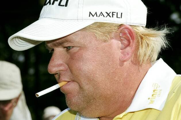 John Daly (USA) hat eine nicht brennende Zigarette im Mund Golf Herren Deutsche Bank Players Championship of Europe 2006, Open, Player s, PGA European Tour, Pressetermin, Porträt Gut Kaden Hamburg Alveslohe Golf Herren Deutsche Bank Players Championship of Europe 2006, Open, Player s, PGA European Tour, Pressetermin, Porträt Gut Kaden Hamburg Alveslohe