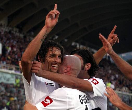 Torjubel Palermo um Amauri (li.) - Fußball Herren Serie A 2006 2007, 1. Italienische Liga, US Palermo, Vdig Gruppe Florenz Freude, Begeisterung, Fußball Herren Serie A 2006 2007, 1. Italienische Liga, US Palermo, Vdig Gruppe Florenz Freude, Begeisterung,