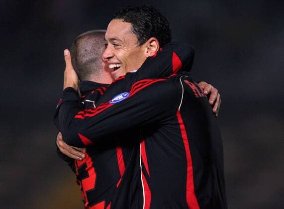 Ricardo Oliveira (Milan) - Torjubel - Fußball Herren Coppa Italia 2006 2007, Italienischer Pokal, TIM Cup, Pokalspiel, AC Mailand Gruppe Brescia Freude, Fußball Herren Coppa Italia 2006 2007, Italienischer Pokal, TIM Cup, Pokalspiel, AC Mailand Gruppe Brescia Freude,